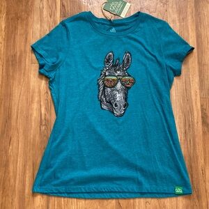 Teal Graphic Donkey with Sunglasses T-shirt